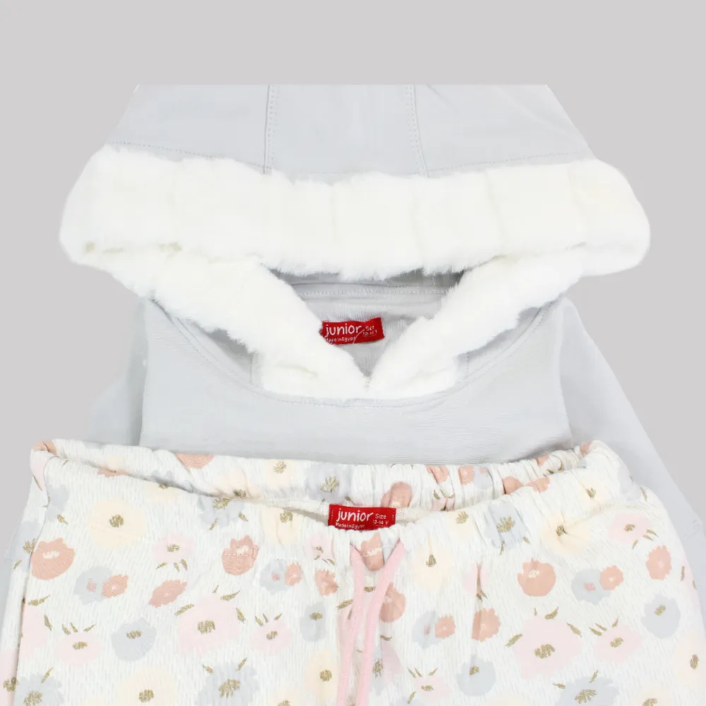 Floral Life Long-Sleeved Fleeced Hooded Pajama