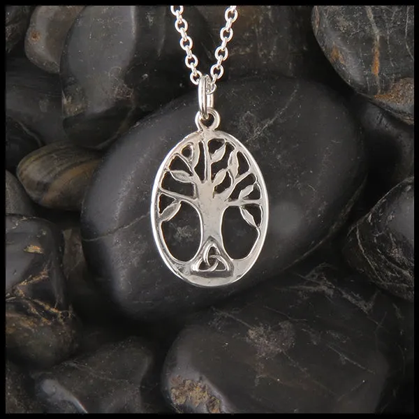 Oval Family Tree Pendant and Earring Set